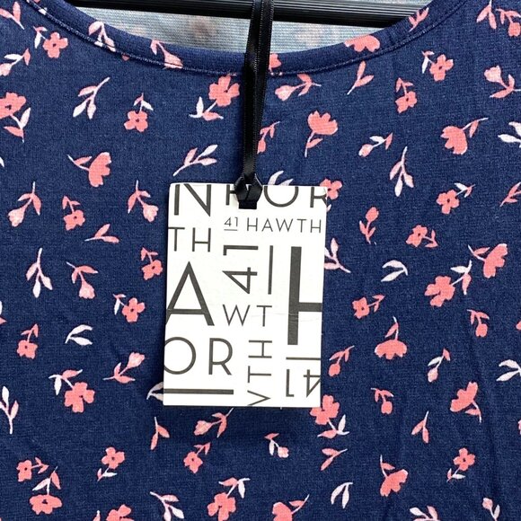 41 Hawthorn Bridgitte Knit Navy and Pink Floral Print Short Sleeve Dress - Picture 4 of 5